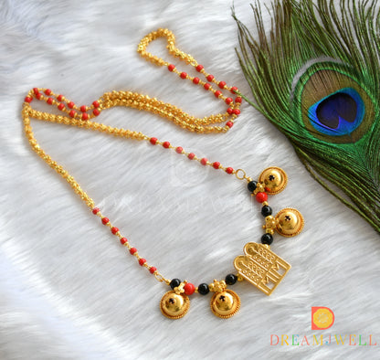 Gold tone coral-black beads mangalyam dj-37973