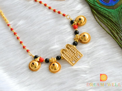 Gold tone coral-black beads mangalyam dj-37973