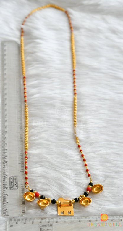 Gold tone coral-black beads mangalyam dj-37973