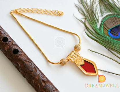 Gold tone Red Nagapadam Kerala style kodi necklace dj-36415