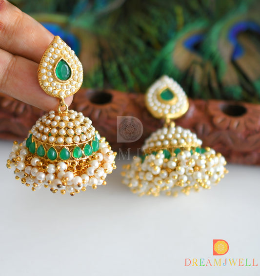 Antique pearl cluster emerald Jhumkka dj-07720