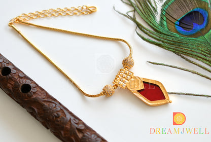 Gold tone Red Nagapadam Kerala style kodi necklace dj-36415