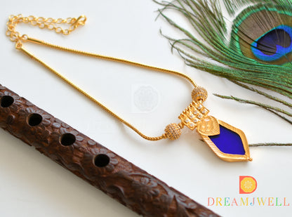 Gold tone Blue Nagapadam Kerala style kodi necklace dj-36416