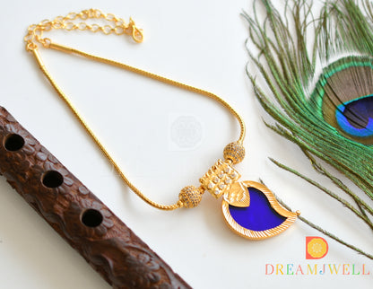 Gold tone Blue mango Kerala style kodi necklace dj-36417