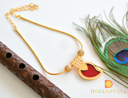 Gold tone Red mango Kerala style kodi necklace dj-36418