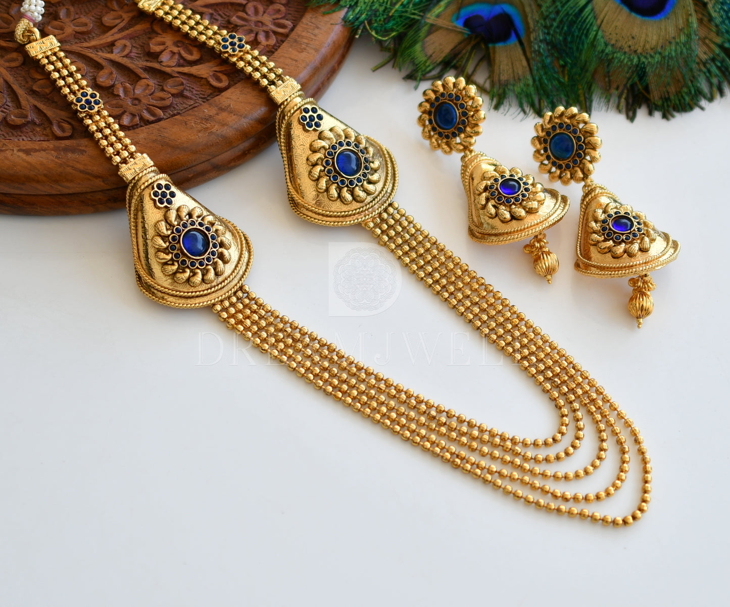 Antique blue designer mugappu set dj-30063