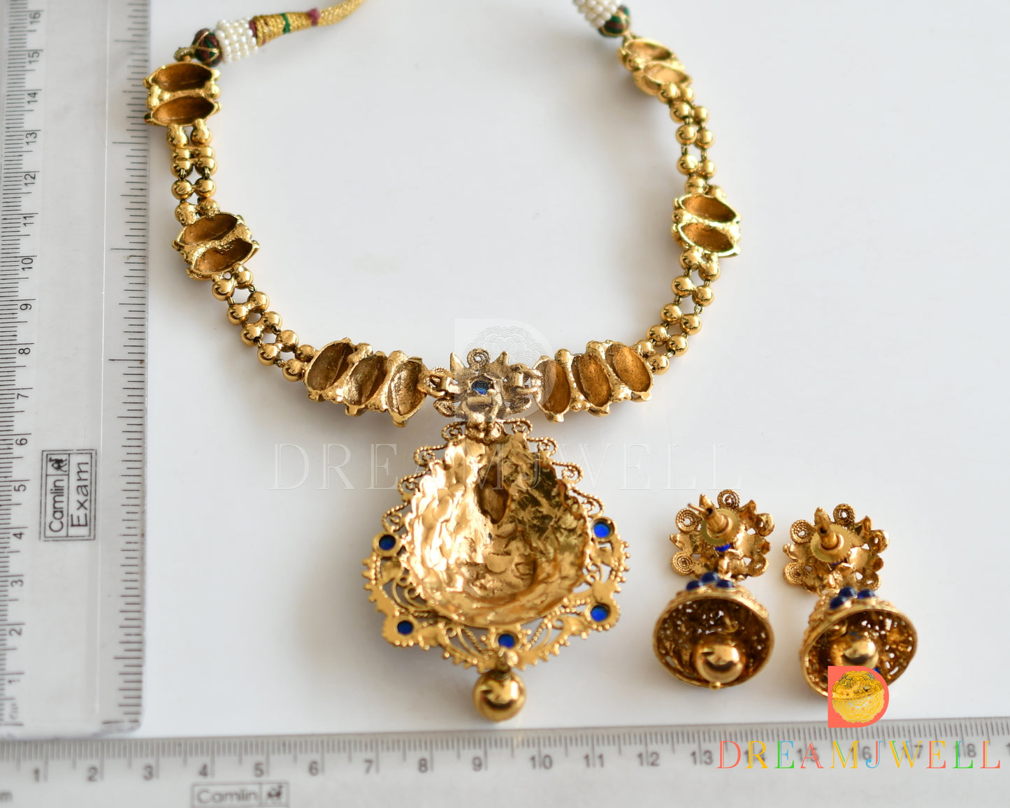 Antique Nagaas blue Lakshmi necklace set dj-07821