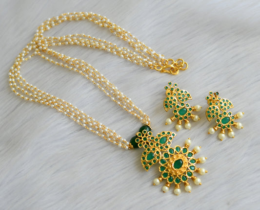 Gold tone emerald pearl mango necklace set dj-22817