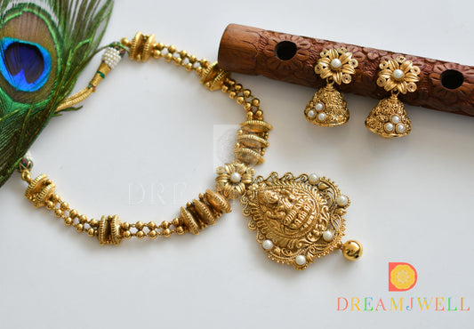 Antique nagaas pearl Lakshmi necklace set dj-07820