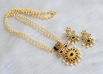 Gold tone blue pearl mango necklace set dj-22818