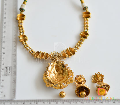 Antique nagaas pearl Lakshmi necklace set dj-07820