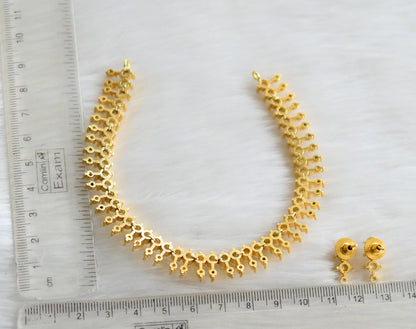 Gold tone pearl stone necklace set dj-40171