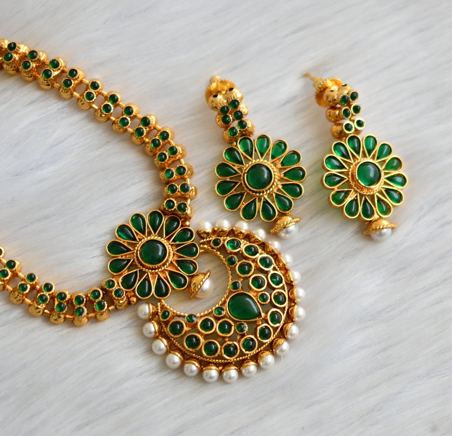 Antique green necklace bali pendant set dj-05033