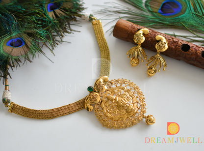Antique nagaas green krishna choker necklace set dj-07817