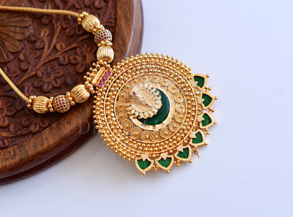 Gold tone Palakka green Kerala style necklace dj-35682