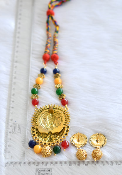 Antique multi color agate durga pendant necklace set dj-19609