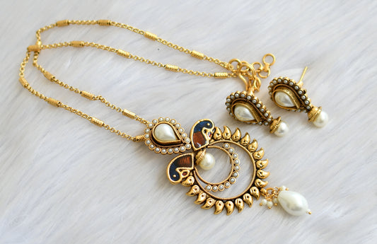Antique pearl pendant set with chain dj-06539