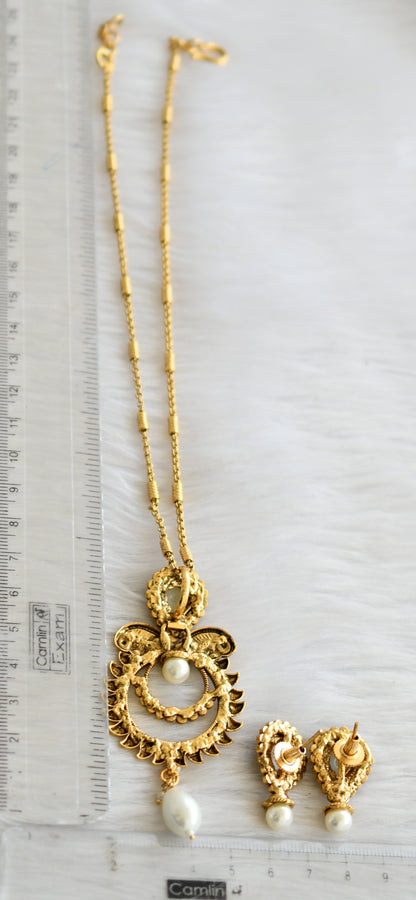 Antique pearl pendant set with chain dj-06539