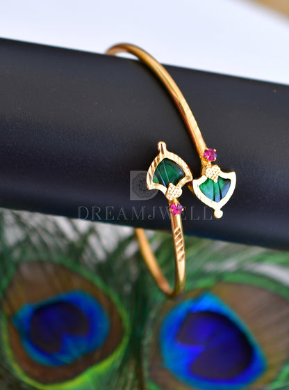 Gold tone palakka pink-green Kerala style bracelet