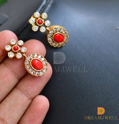 Matte Finish Cz Navarathna Flower Necklace Set DJ32647