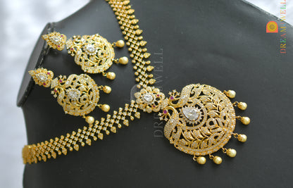 Gold plated cz white peacock short haar set dj-21771