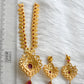Gold tone cz-ruby-white bridal necklace set dj-07481