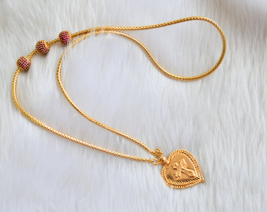 Gold tone ruby heart shape Christian mangalyam with mugappu chain dj-39307