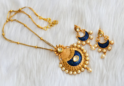 Gold tone blue transparent necklace set  dj-02534