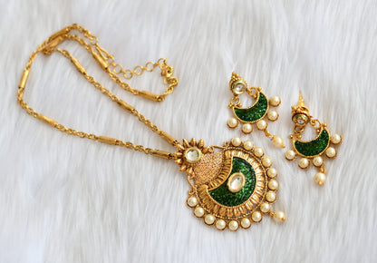 Gold tone Green transparent necklace set dj-02535