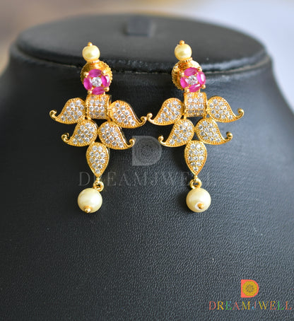 Gold tone ruby pearl mango necklace set dj-15987