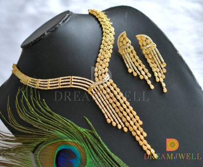 Gold tone cz white necklace set dj-07483