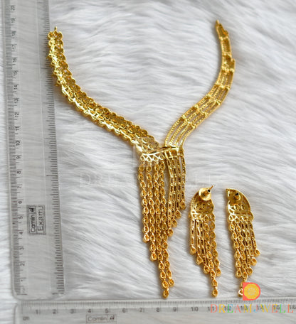 Gold tone cz white necklace set dj-07483