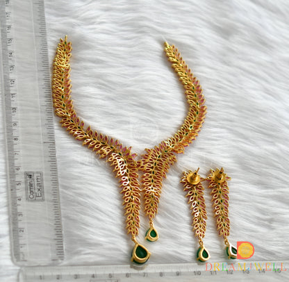 Gold tone ruby-emerald necklace set dj-04517