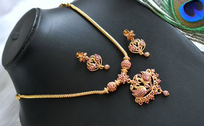 Gold tone ruby swan necklace set dj-38824