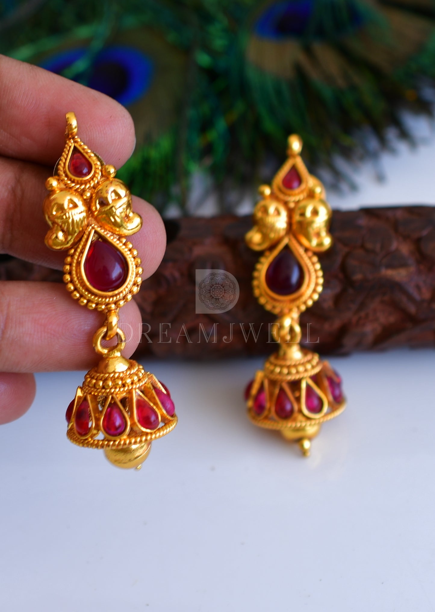 Antique gold tone Kemp Mango Jhumkkas-dj04798