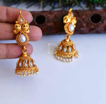 Antique gold pearl mango Jhumkkas dj-04797