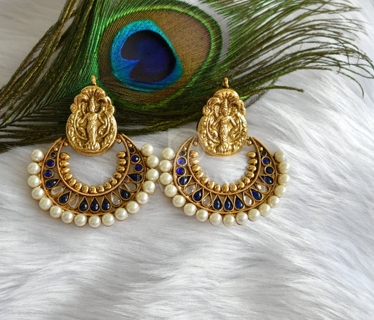 Antique blue-pearl lakshmi bali earrings dj-16556