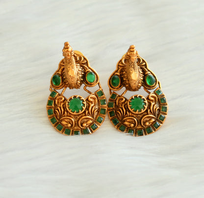 Matte finish green peacock bali earrings dj-22093