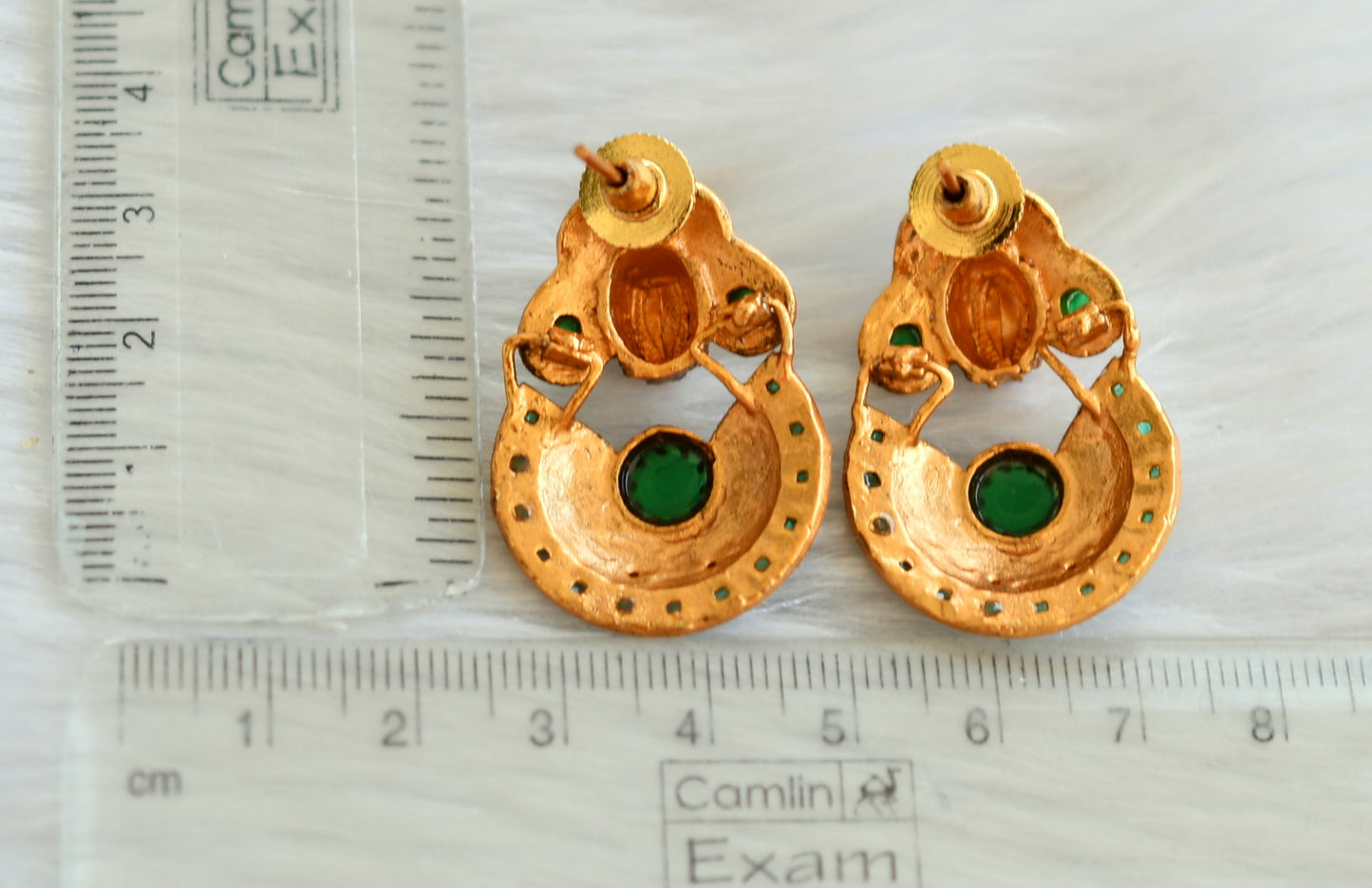 Matte finish green peacock bali earrings dj-22093