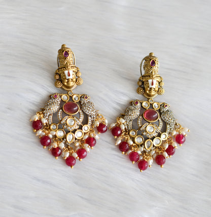 Sri Venkateswara ruby agates - pearl beads white stone Victorian short haar set dj-41516