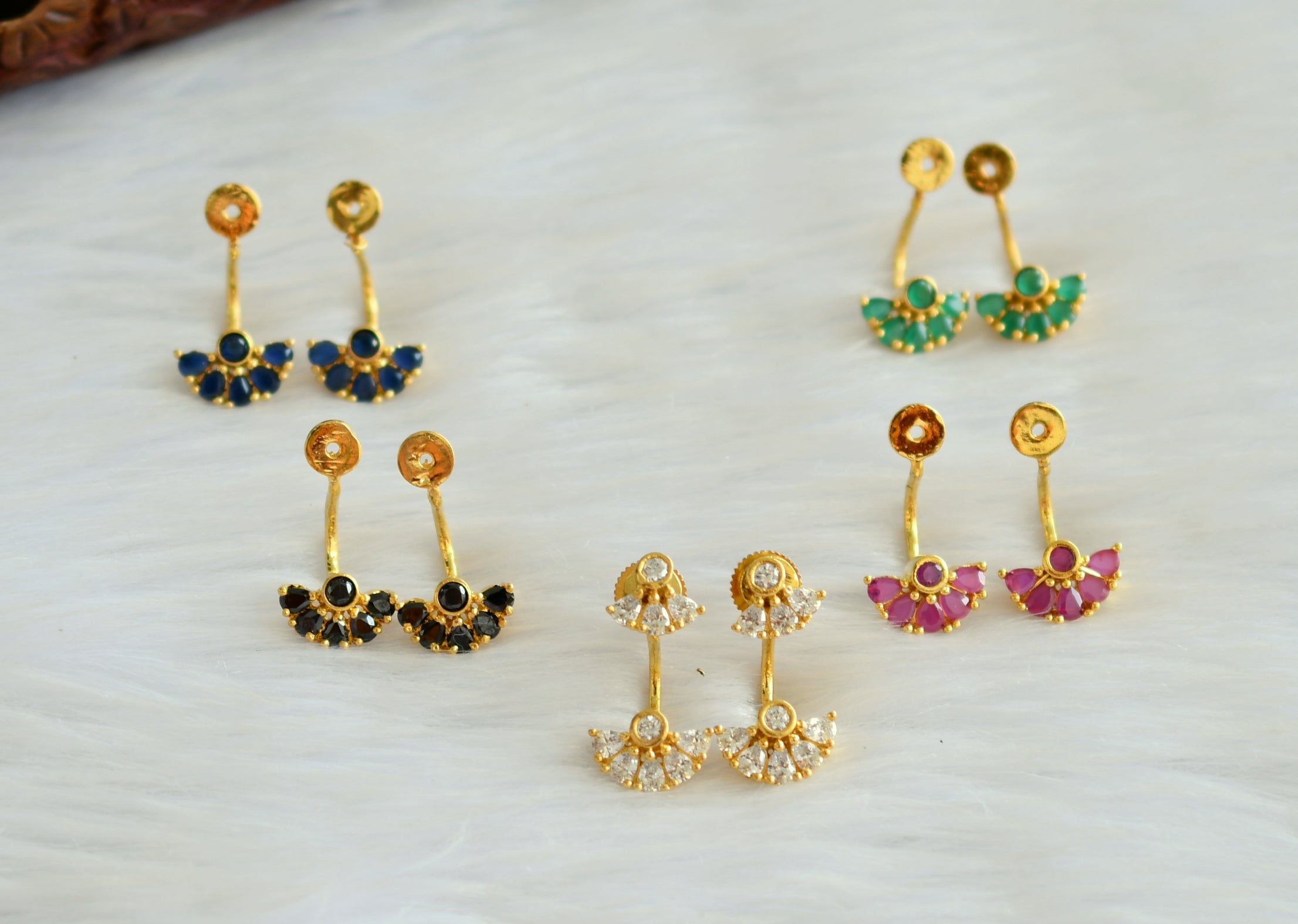 MAHIMAFASIONS gold plated stone changeable stud with 12 pair stones