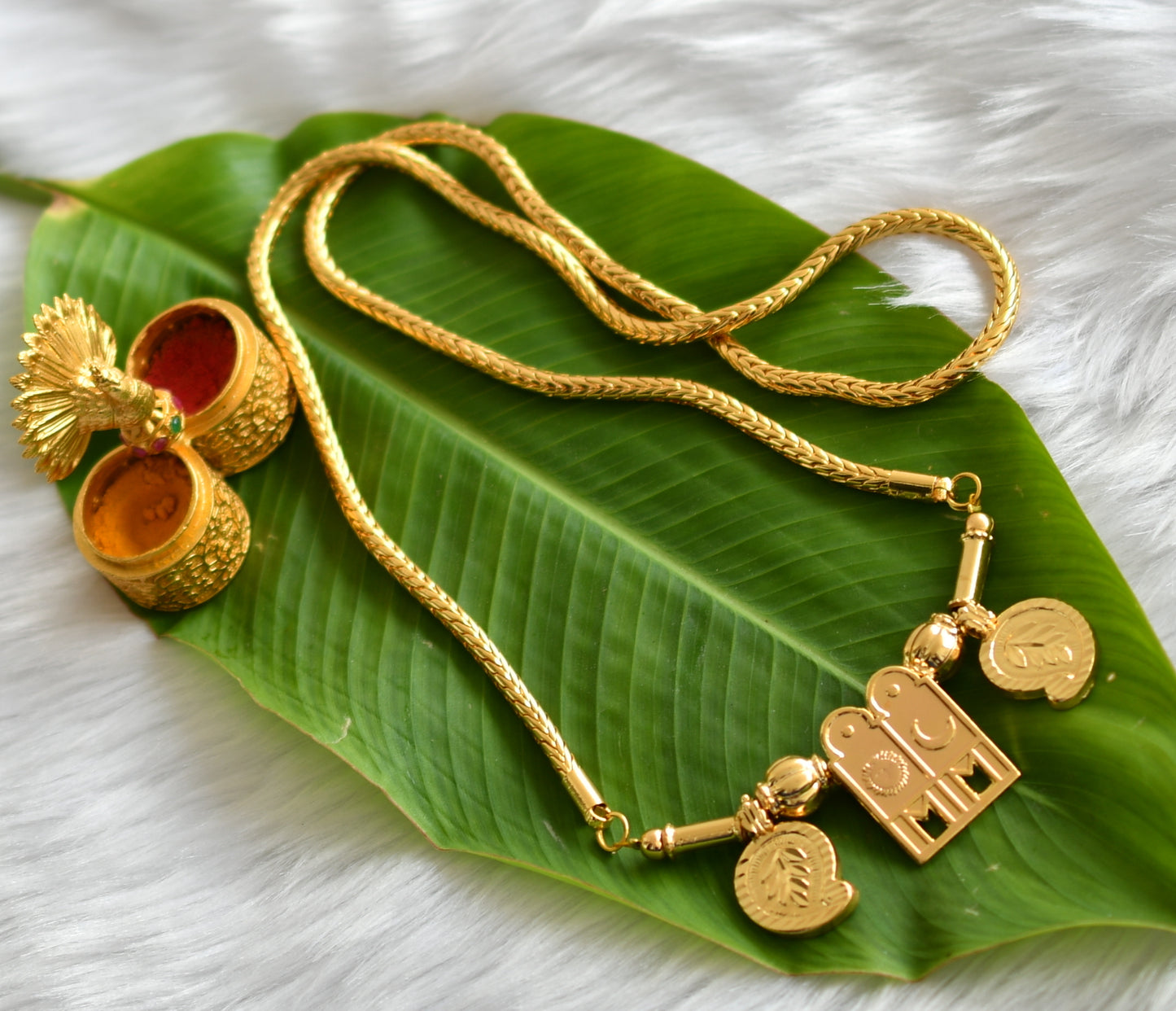 Gold tone mango sun-moon mangalyam dj-38779