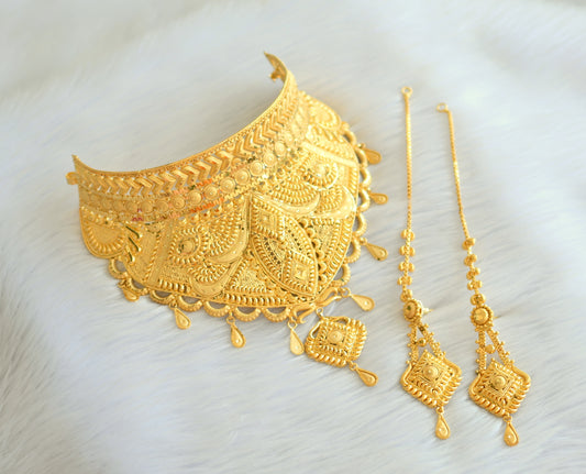 Gold forming choker necklace set dj-22018