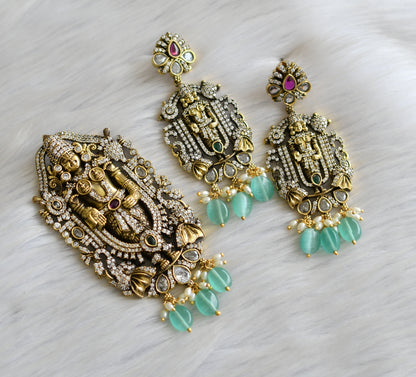 Antique gold tone Sri venkateswara CZ Victorian pendant set dj-41519