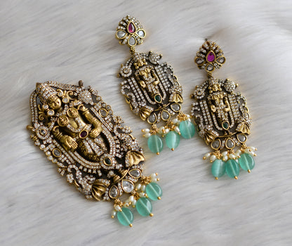 Antique gold tone Sri venkateswara CZ Victorian pendant set dj-41519