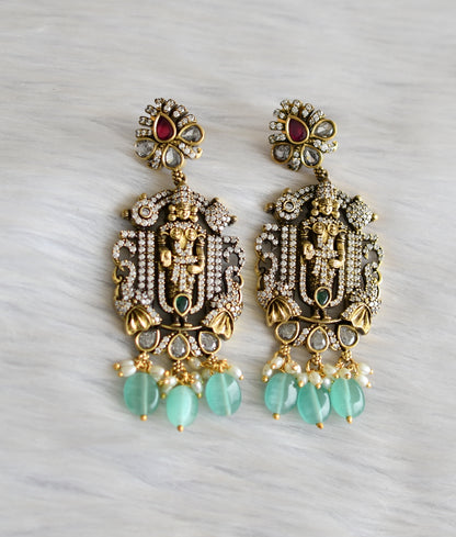 Antique gold tone Sri venkateswara CZ Victorian pendant set dj-41519