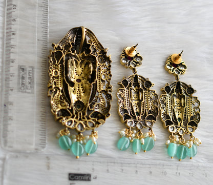 Antique gold tone Sri venkateswara CZ Victorian pendant set dj-41519