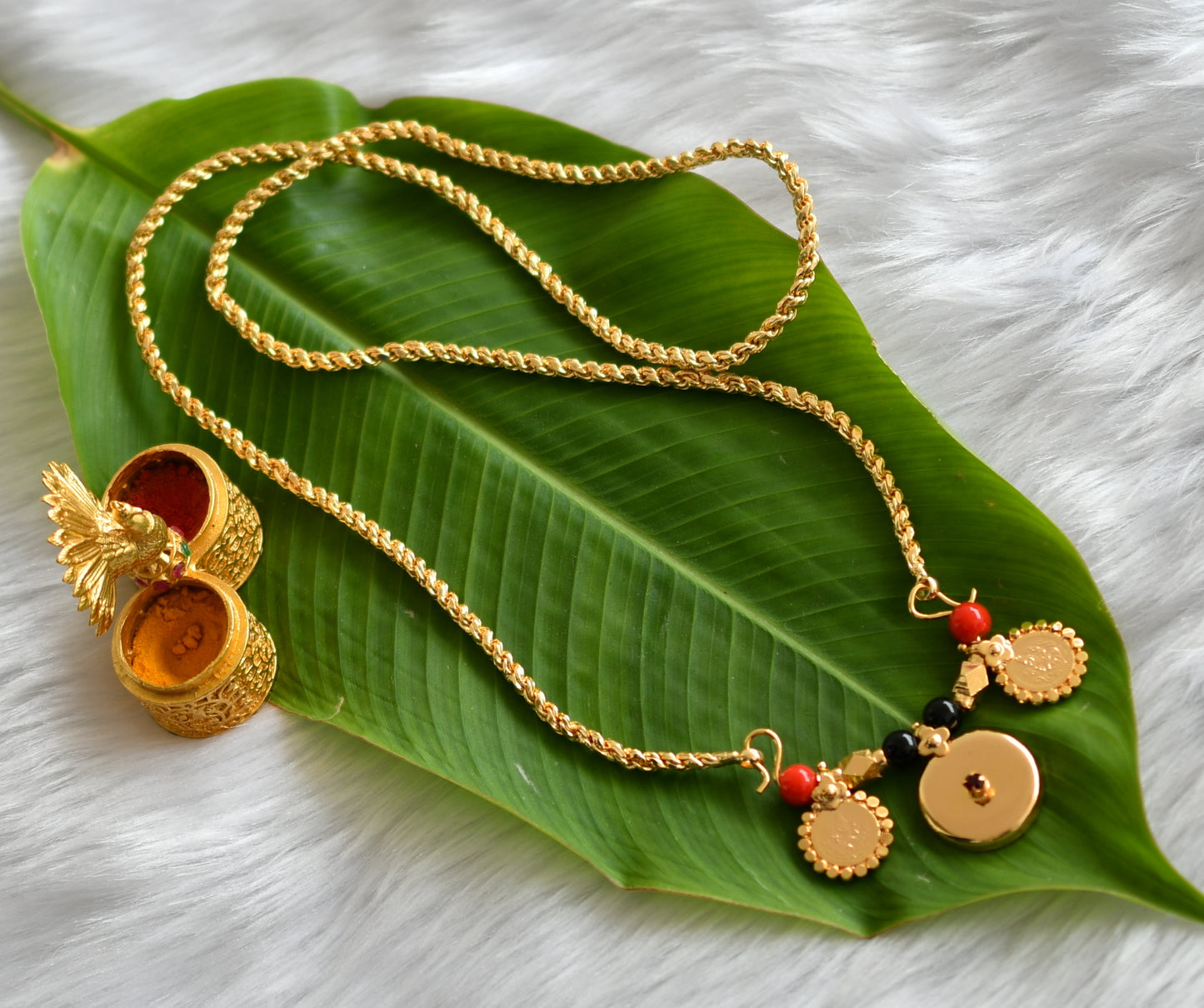 Gold tone black-coral beads Mangalyam dj-38770