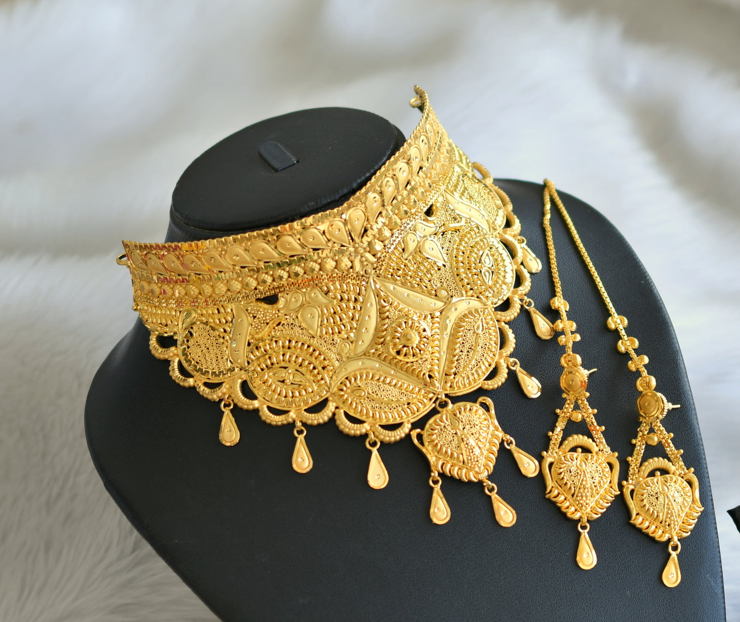 Gold forming choker necklace set dj-22019