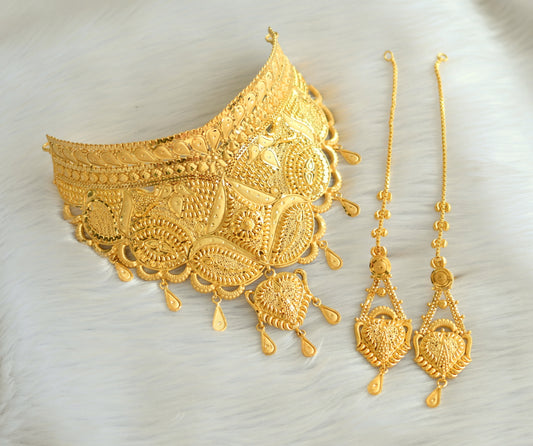 Gold forming choker necklace set dj-22019